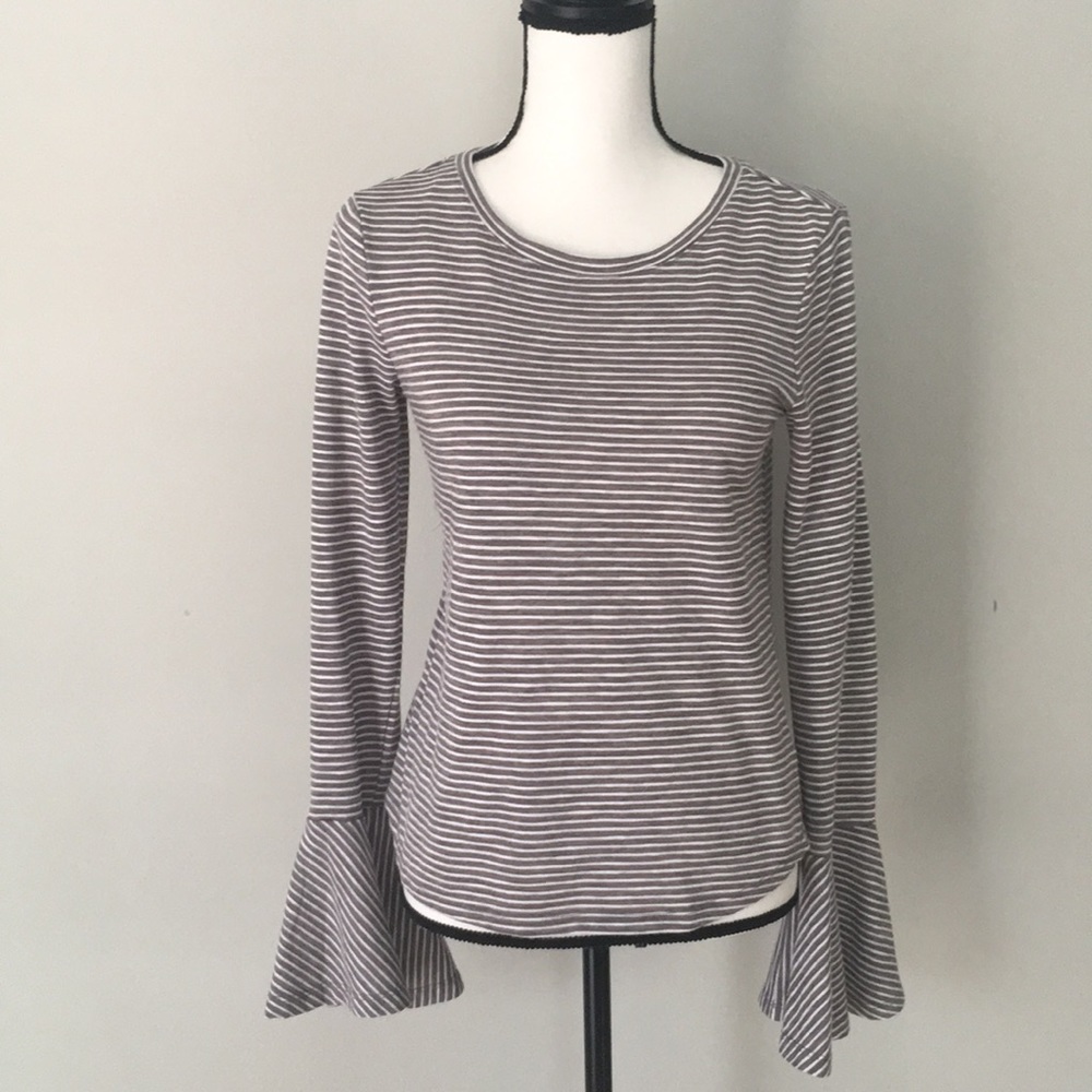 Gray & White Striped Top